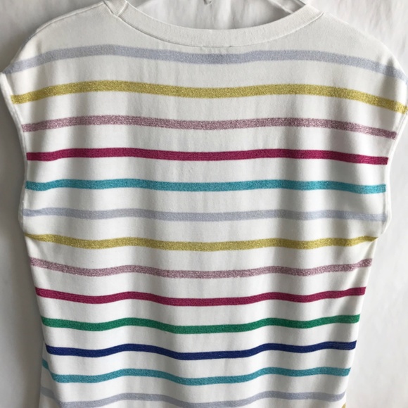 Talbots Cap-Sleeve Metallic Stripe Sweater Size L Cotton Blend Scoop Neck - Picture 5 of 8
